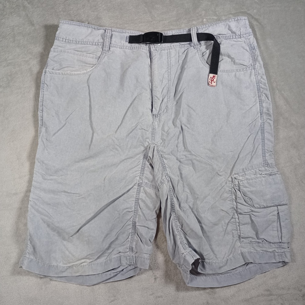Gramicci Cargo Shorts Mens 34 Grey Integrated Belt Gorpcore Hiking Utility Trail